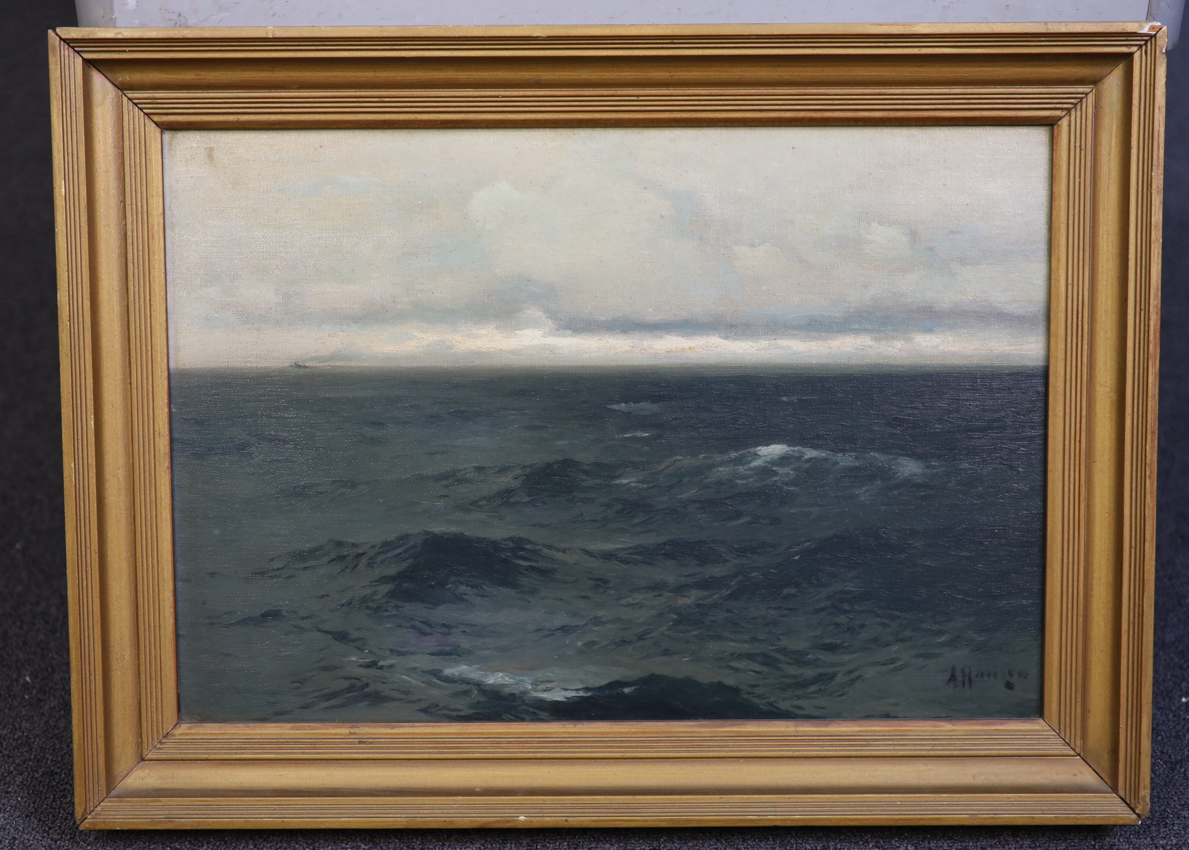 Aleksei Vasilievich Von Hanzen (Russian, 1876- 1937), Open seascape, oil on canvas board, 32 x 47cm